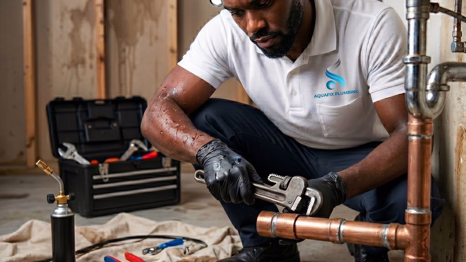 plumber repairs leaking pipe in la lucia home 